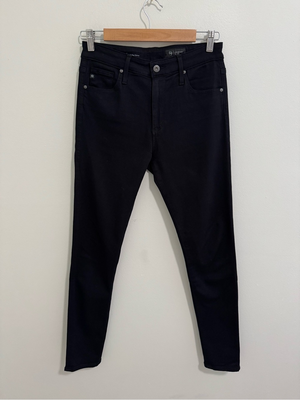 AG Adriano Goldschmied Black Farrah High Rise Skinny Jeans